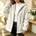 thumbnail image 7 of Fewfanhot Womens Clothes Fleece Sherpa Fuzzy Winter Warm Coat Hooded with Pockets Zip-Up Casual Top, 7 of 7