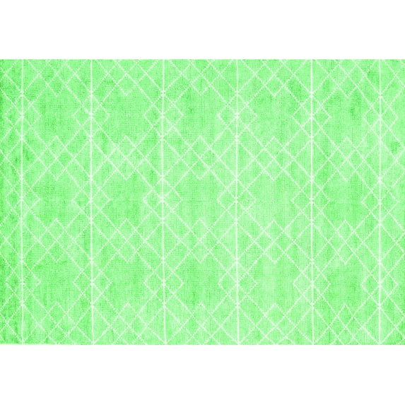 Ahgly Company Indoor Rectangle Abstract Green Contemporary Area Rugs, 2' x 4'