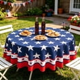 thumbnail image 6 of Win s Way Patriotic Star Round Tablecloth 4th of July Independence Day Round Tablecloth American Themed Party Table Cover Round Tablecloth Red White Blue Starburst Pattern Outdoor Picnic BBQ Decor, 6 of 7