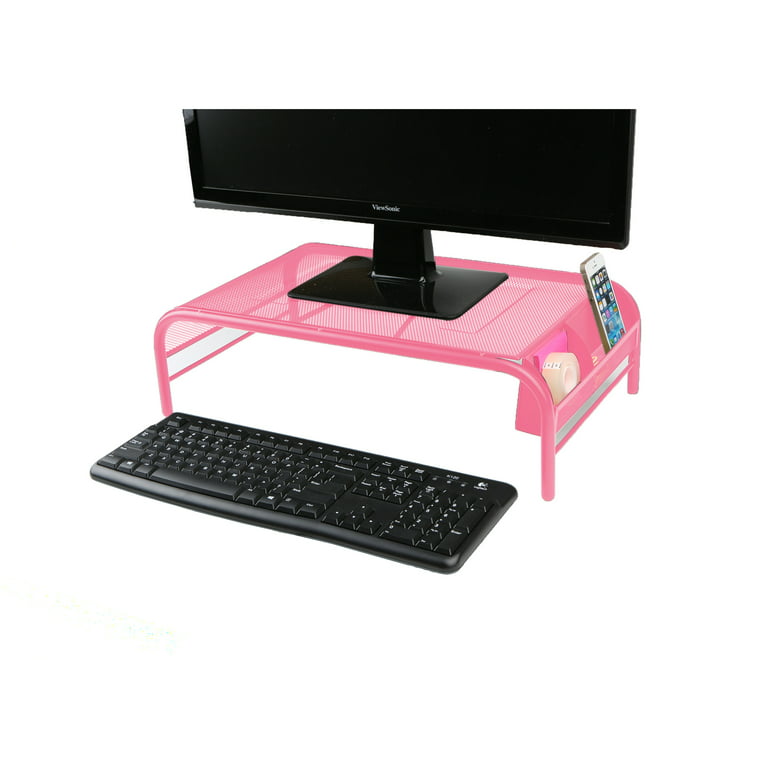 Mind Reader Mobile Sitting Standing Desk Pink