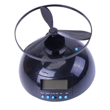 BESTYASH Black Flying Alarm Clock with LED Display and Manual Flight Switch for Home
