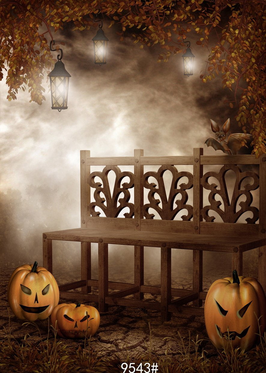 5x7ft Brown Halloween Backdrops for Photography Mow Background Pumpkin Maple Solid Backdrop Background