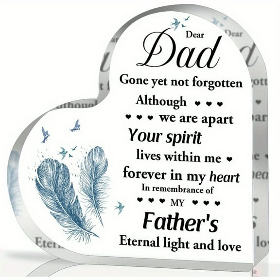 Sympathy Gifts for Loss of Dad Memorial Gifts for Family Man Male In Memory of Father Acrylic Heart Plaque Bereavement Condolences Grief Gifts Funeral Remembrance Decor Ornament Father's Day