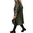 thumbnail image 4 of Womens Raincoats Water Proof with Hood Womens Classic Coat Lapel Collar Open Front Cardigan Long Jacket Warm Trench Coat Classic Lapel Overcoat Outerwear with Belt S-85 Green XL, 4 of 7