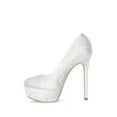 thumbnail image 2 of Lauren Lorraine Victoria Platform Pump Rhinestone High Heel Formal Dress Shoes (Silver, 6), 2 of 4
