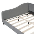 thumbnail image 6 of Full Size L-Shaped Daybed Frame, Upholstered Linen Corner Sofa Bed, Sleeper Couch with with Solid Wood Legs, No Box Spring, Grey, 6 of 9
