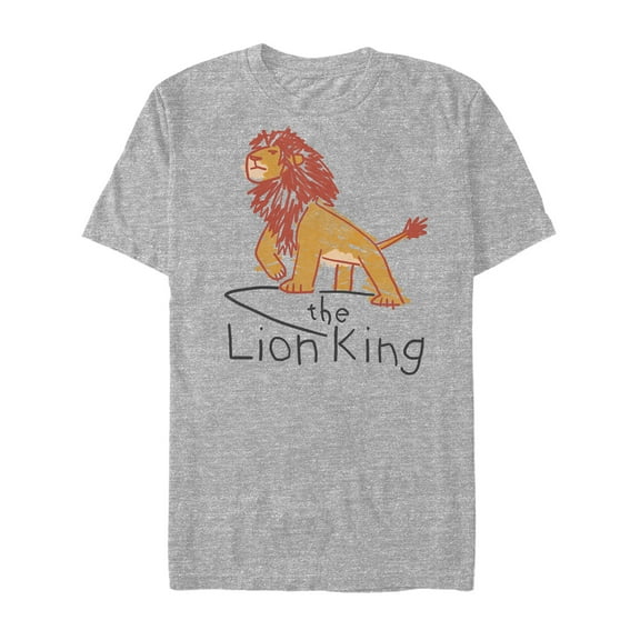 Men's Lion King Simba Cartoon Scrawl  Graphic Tee Athletic Heather 2X Large