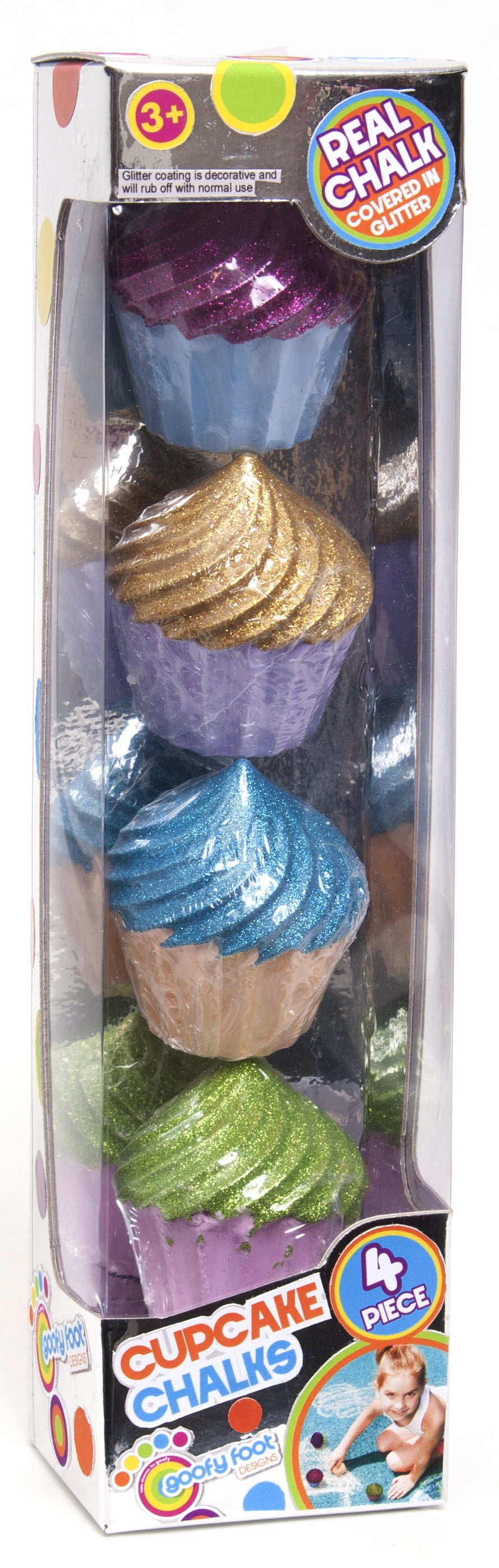 Goofy Foot Designs Cupcake Chalk  Glitter Coated!  (Pack of 4 Pieces)