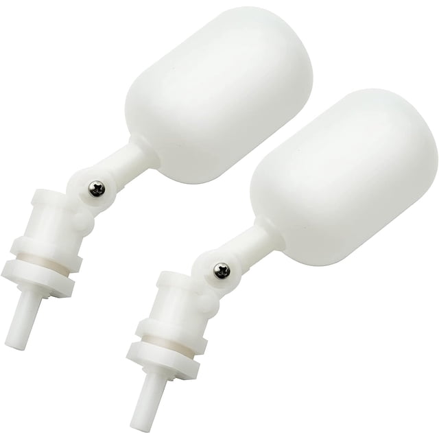Paquete de 2 mini válvula flotante de plástico para sistema de ósmosis inversa RO, flotador de bola de filtro de agua para acuario (1/4 ")