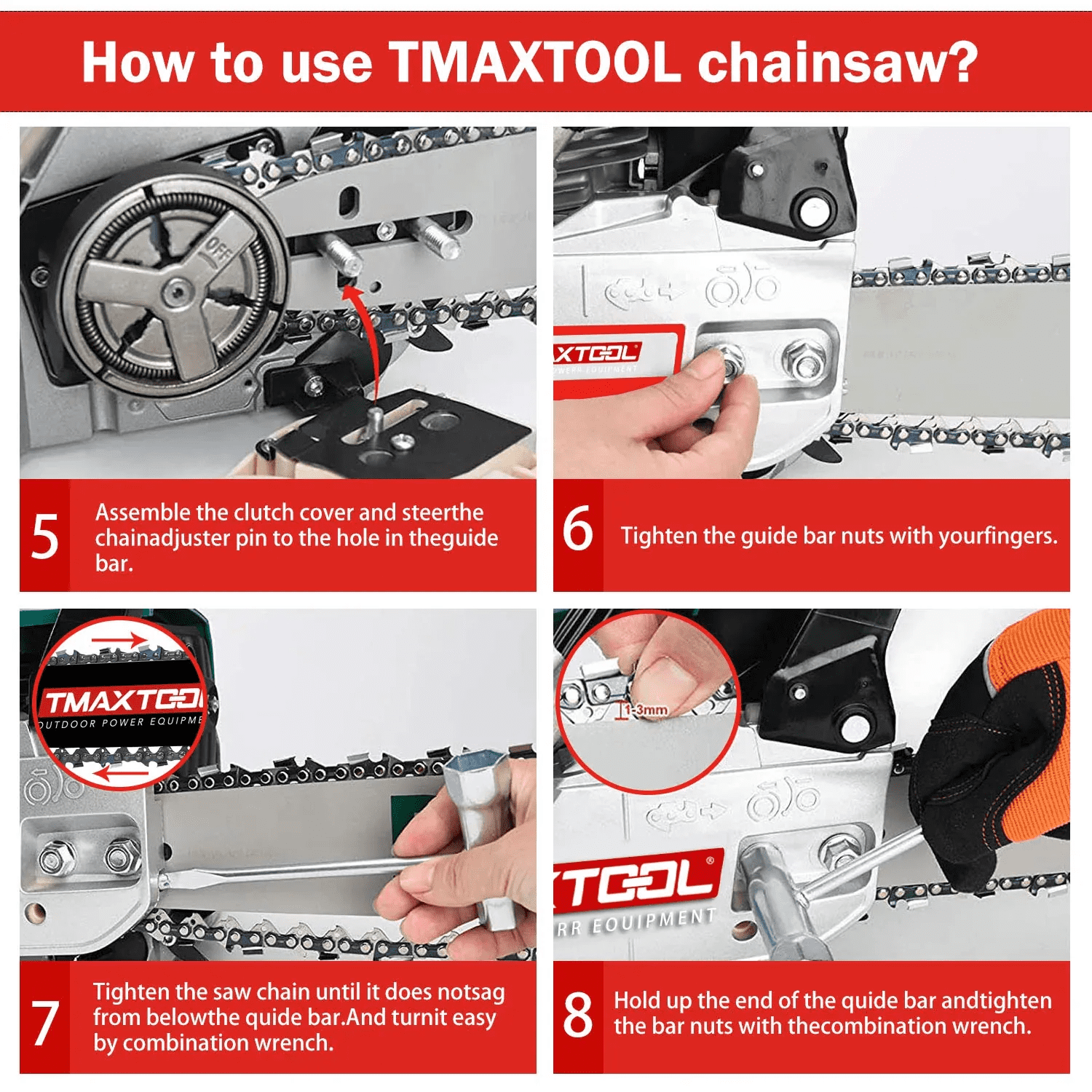 20in Gas Chainsaw, 62CC Powerful Chainsaw w/2 Stroke Engine, 3.4HP Cordless Chainsaw for Trees and Wood Cutting
