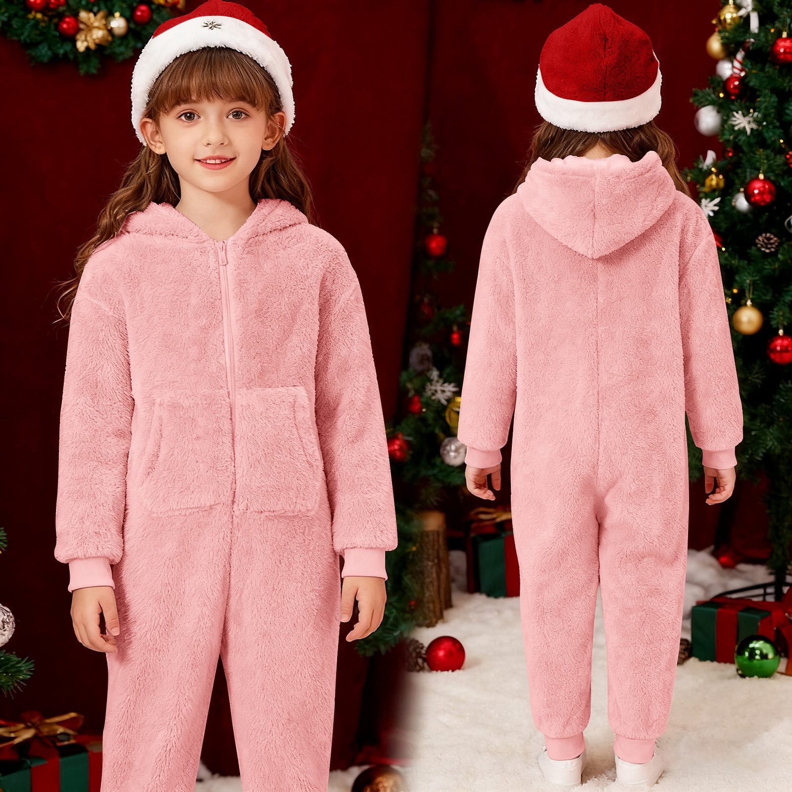 Adeawade Toddler Boys Summer Onesie 15-16 Years Long Sleeve Round Neck Boys Warm Hooded Onesie Jumpsuit Winter Warm Lined Pajama Outfit For Toddler Kids Classic Playsuit Pink