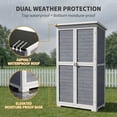 thumbnail image 5 of Lofka Outdoor Storage Cabinet with Floor, Vertical Wooden Tool Cabinet with Removable Shelves & Sloped Asphalt Roof for Patio Backyard Garden, 5 of 10