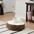 thumbnail image 3 of Lucy Round Pillow Style Sherpa Cat Bed - Latte, 3 of 5