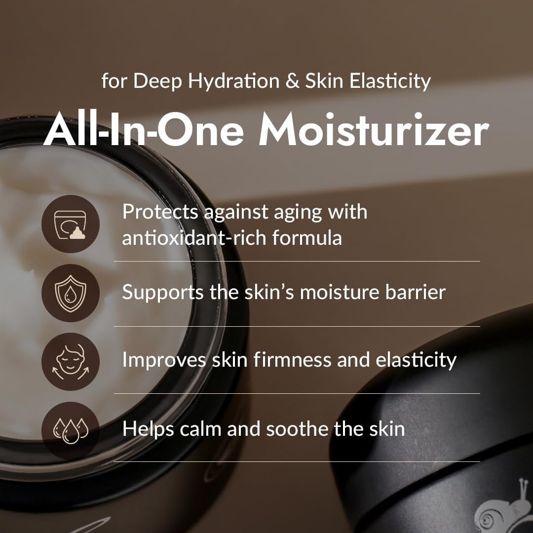 MIZON Black Snail All In One Cream Intensive Korean Skin Care Facial Moisturizing Snail Mucin Extract 2.54 fl oz