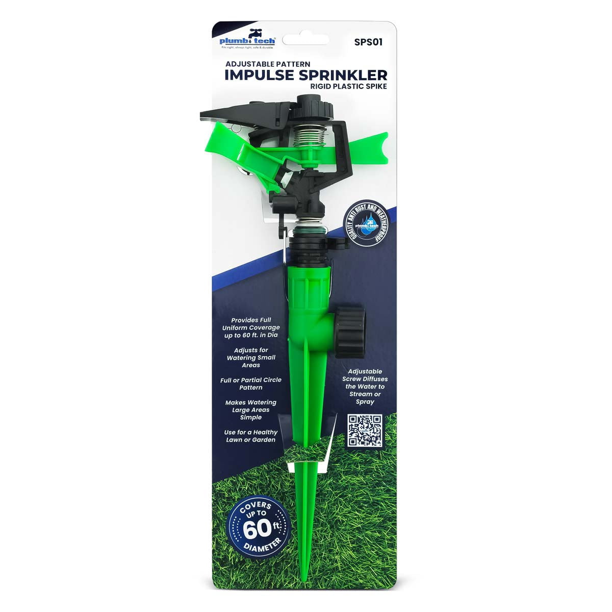 Plumb Tech® Adjustable Impulse Sprinkler with Plastic Spike