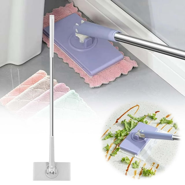 Xuewenshw Automatic Cloth Changing Mini Mop Automatic Mini Mop Hands Mini Mop Compatible With Face Towels For Bathroom & Kitchen(with Rag) Fantastic Bathroom