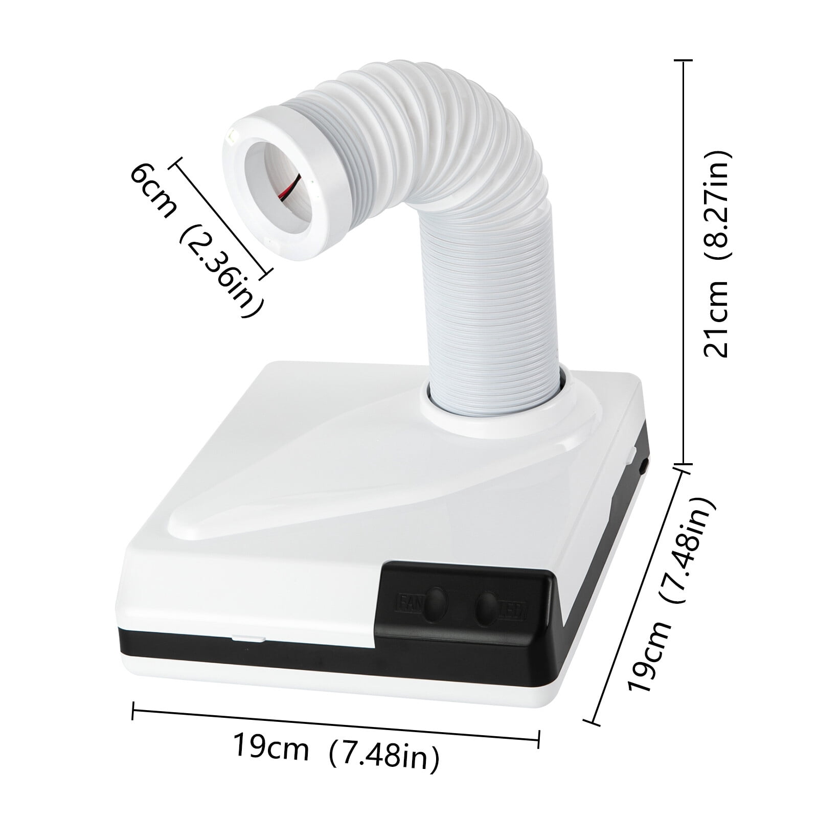 60W Dental Dust Collector with 360° Rotating Suction Hose & LED Light, Extra-Oral Vacuum Cleaner for Dentistry, Nail Salons & Beauty Studios, Strong Suction Dust Extractor with Fine Filter