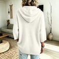 thumbnail image 4 of HaCpiu Women's Henley Hooded Knit Poncho, Solid Loose 3/4 Sleeve Pullover, Lightweight Button-Up Drape Sweater with Drawstring, White XL, 4 of 6