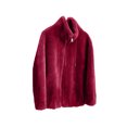 thumbnail image 6 of IROINNID Shearling Jacket for Women Plush Thick Winter Standing Collar Warm Jacket Zipper Casual Comfy Coat with Pocket,Burgundy, 6 of 6