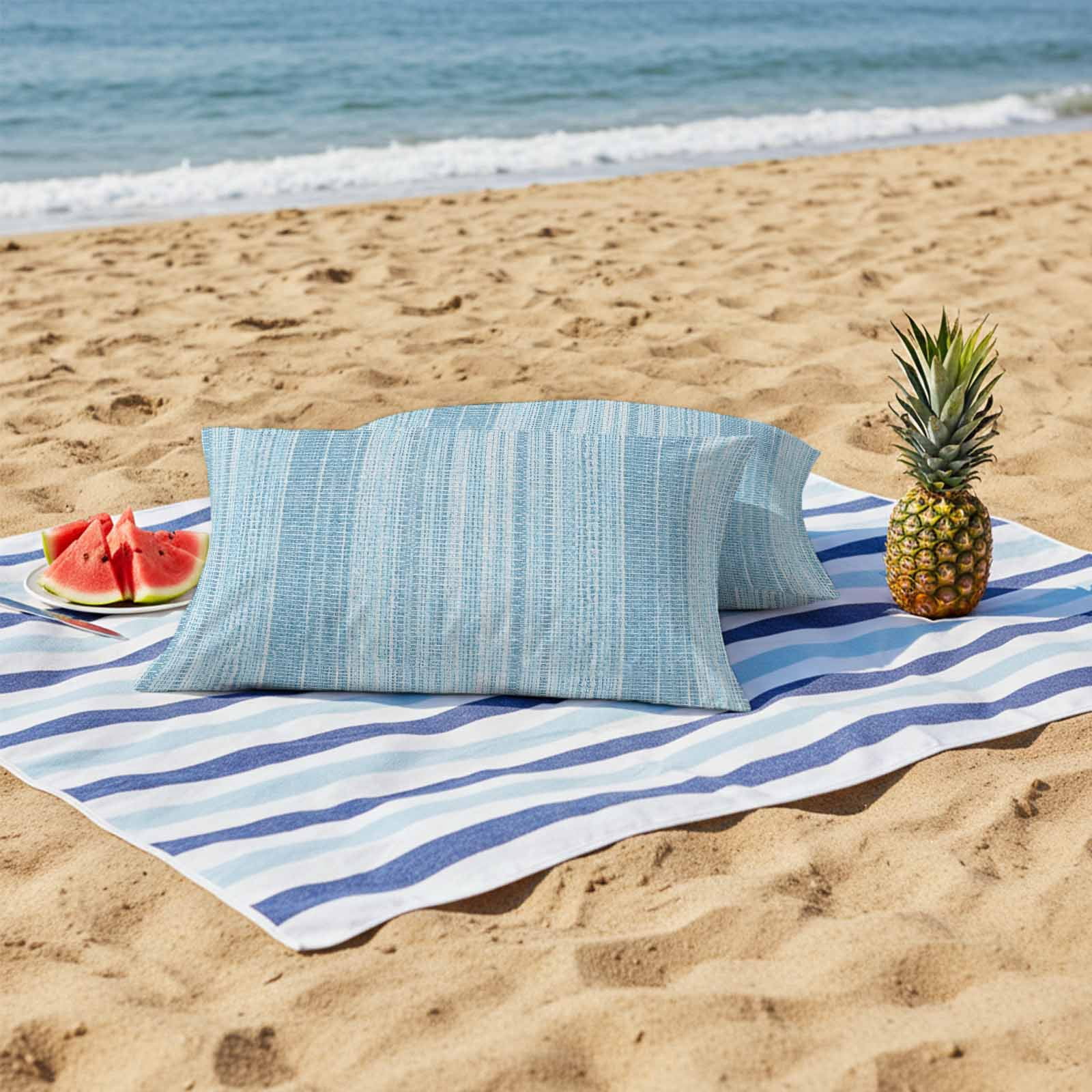 Outdoor Waterproof Throw Pillow Covers Set of 2 Blue Vertical Stripes Decorative Pillowcases Lumbar Outdoor Pillows Cushion Case 20x12 Inch Modern Abstract Lines Patio Pillows for Couch Sofa Bed