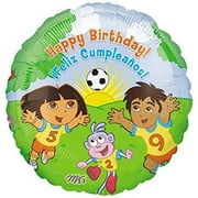 Angle View: dora the explorer & friends playing soccer 18 happy birthday mylar balloon