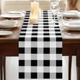 thumbnail image 3 of Black White Plaid 70 Inch Table Runner, Spring Farmhouse Buffalo Checkered Farmhouse Dresser Scarf Cotton & Linen Tablerunner for Dining/Kitchen Island/Holiday Party Décor 13" x 70", 3 of 9