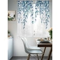 thumbnail image 4 of Eucalyptus Leaves Sheer Curtains 63 Inch Length 2 Panels Set Window Treatments, Light Blue Summer Botanical Weeping Rod Pocket Semi Curtains for Living Room/Bedroom/Kitchen Décor, 104"W x 63"L, 4 of 7