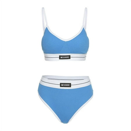 

Qiylii Ladies Underwear Set V-neck Backless Camisole Letter Briefs