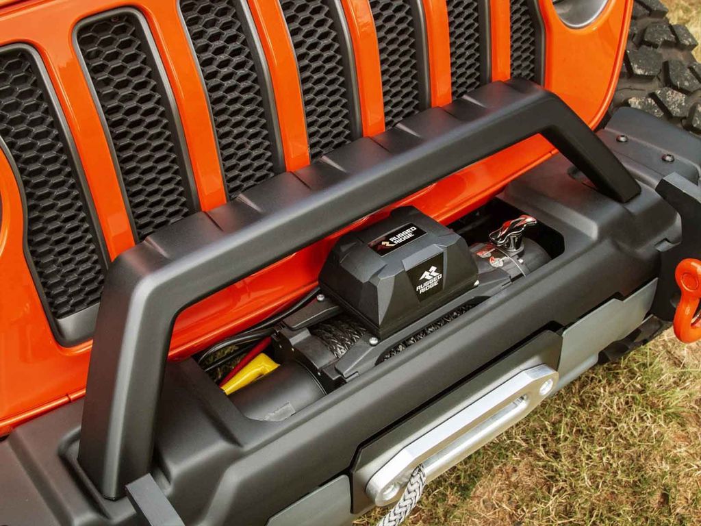 Rugged Ridge by RealTruck Venator Bumper, Front for Jeep JL/JT | Stubby w/ Winch Tray, Steel, Satin Black | 11549.44 | Compatible with 2018-2024 Jeep Wrangler JL; 2020-2024 Jeep Gladiator JT