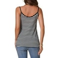 thumbnail image 3 of INSPIRE CHIC Women's Summer Striped Tank Top Casual V Neck Spaghetti Strap Cami Blouse XS Black White, 3 of 6
