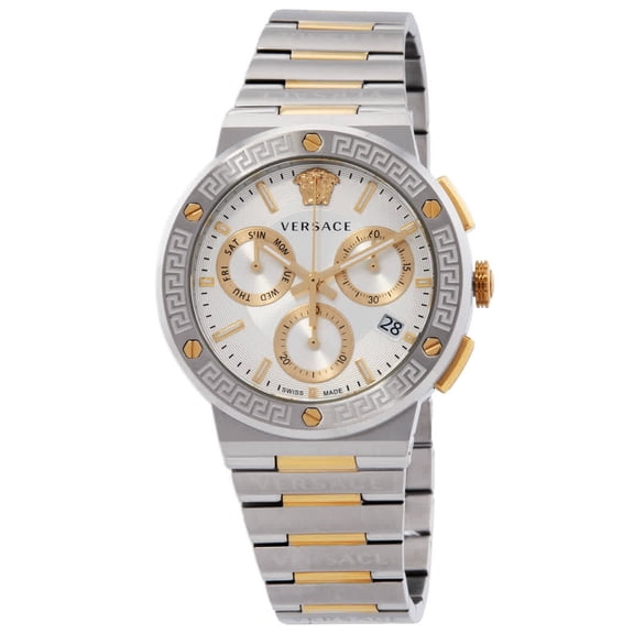 Versace Greca Logo Chronograph Quartz Silver Dial Men's Watch VEZ900321