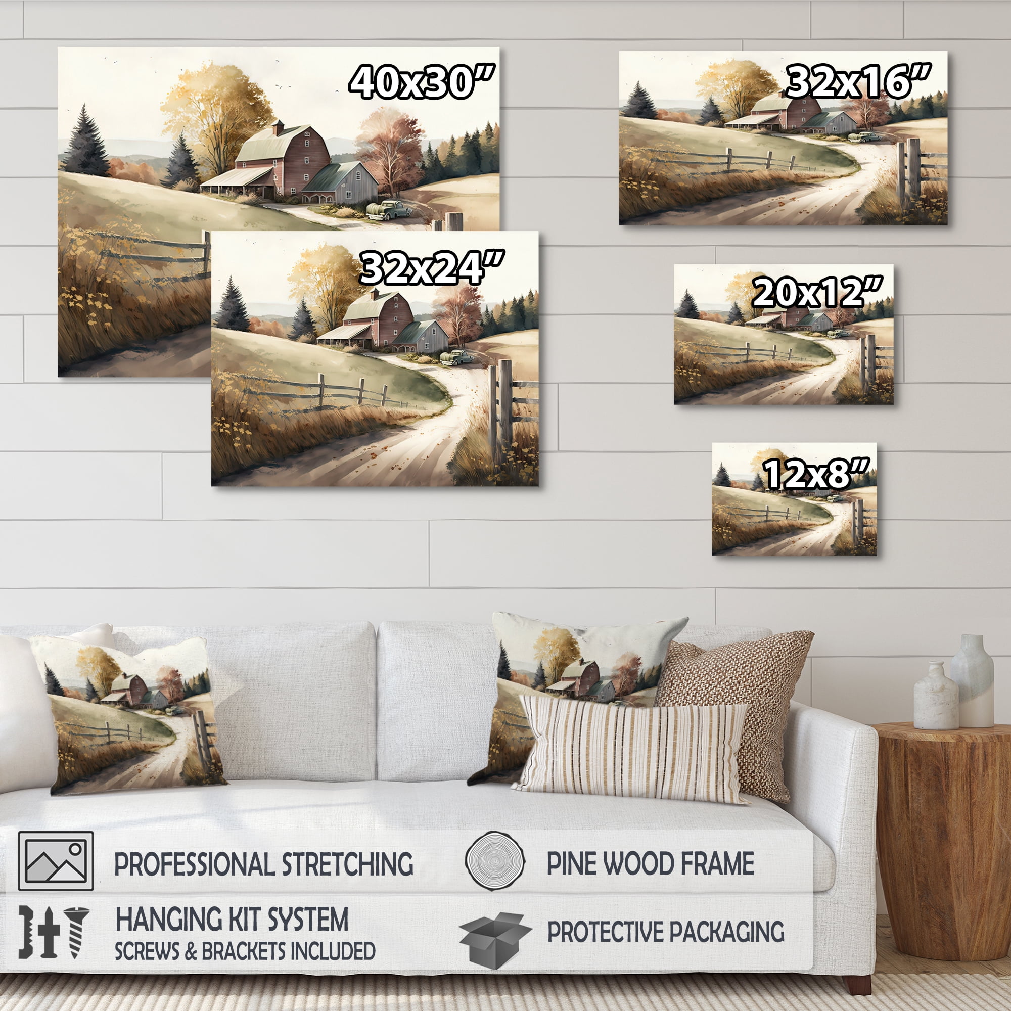 Designart Path To The Barn IV Canvas Wall Art