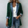 thumbnail image 2 of Women Denim Patchwork Jacket Long Sleeve Button Cardigan Jackets | Denim Patchwork Jackets for Women Rollable Denim Cuffs Collared Shirt Jacket Side Jean Pockets Cardigan Jackets, 2 of 6