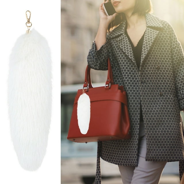 Pendentif Porte-Clés Queue 3D Mignon pour Femmes, Porte-Clés à la Mode avec Pompons Poilus Doux