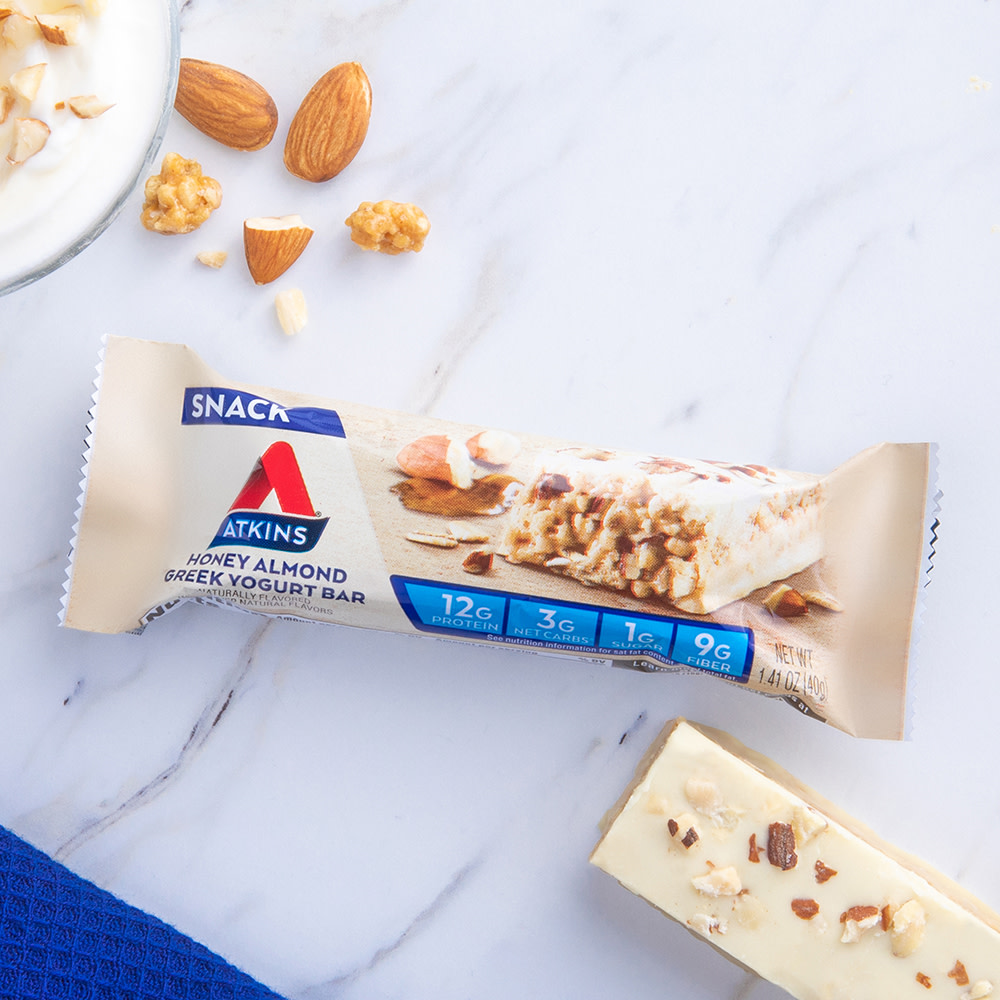 Atkins Honey Almond Greek Yogurt Bar, 1.55 oz, 5-pack (Snack Bar)