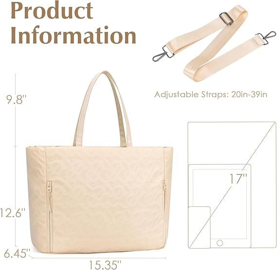 Kabaqoo Shoulder Bag with Compartments, Large Laptop Clutch Tote Handbags