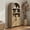 Brown 77.4", variant on mopio Lauren 65.4" Arched Cabinet, 5-Tier Arched Bookcase with Doors and Shelves, Arched Bookshelf with Storage, Kitchen Pantry Cabinet, Wooden Storage Cabinet for Living Room, Kitchen (Oak)