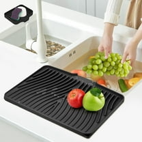 Taotique Silicone Dish Drying Mat for Kitchen Counter, Dish Drying Pad, Non-Slip Drain Pad with Built-in Drain, Heat Resistant Stone Drying Mat, 2 pcs