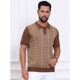 thumbnail image 4 of DARING DIVA Men's Houndstooth Summer Short Sleeve Casual Knit Polo Shirt M Brown, 4 of 7