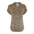 thumbnail image 5 of Blczomt Cotton Linen Tops for Women Summer V Neck Shirts Dressy Casual Blue Leopard Print Shirts for Women, 5 of 5