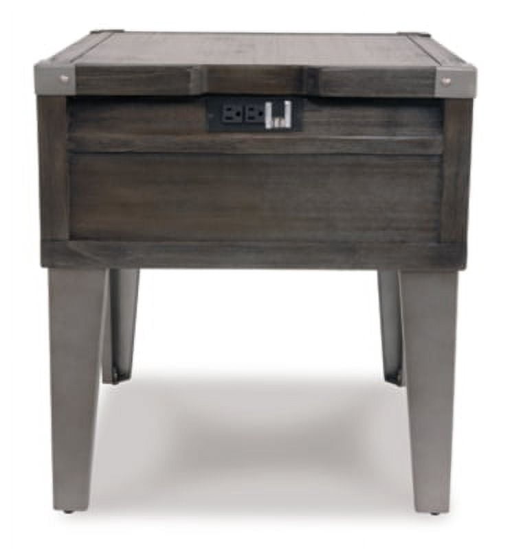 Signature Design by Ashley Contemporary Todoe End Table with USB Ports & Outlets Dark Gray