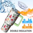 thumbnail image 3 of Christmas Plaid 40oz Travel Coffee Cup Stainless Steel with Handle and Straw Lid, Holiday Leak Proof Insulated Tumbler, Gifts for Women Men, 3 of 4
