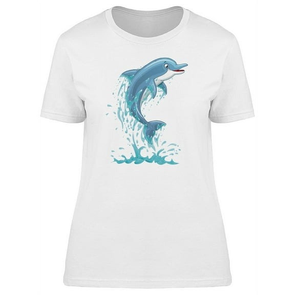 Cartoon Dolphin Jumping T-Shirt Women -Image by Shutterstock, Female Small