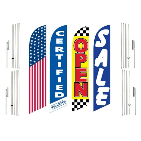 4 Swooper Flags With 4 Pole Kits America Certified Pre Owned Open Sale