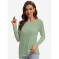 thumbnail image 3 of Womens Crewneck Long Sleeve Casual Basics Fall Solid T-Shirt, 3 of 6