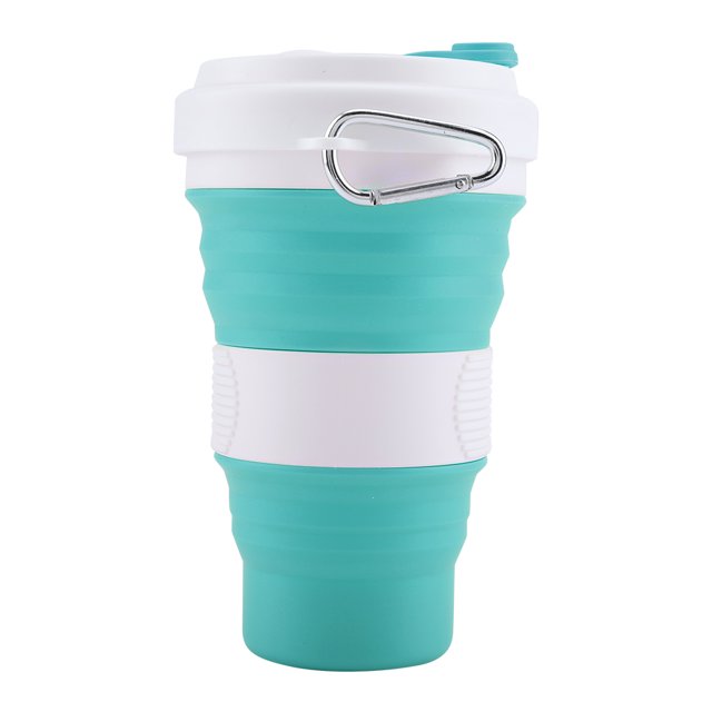 Foldable Portable Lightweight Silicone Cup with Cover for Water Coffee(Dark Green)