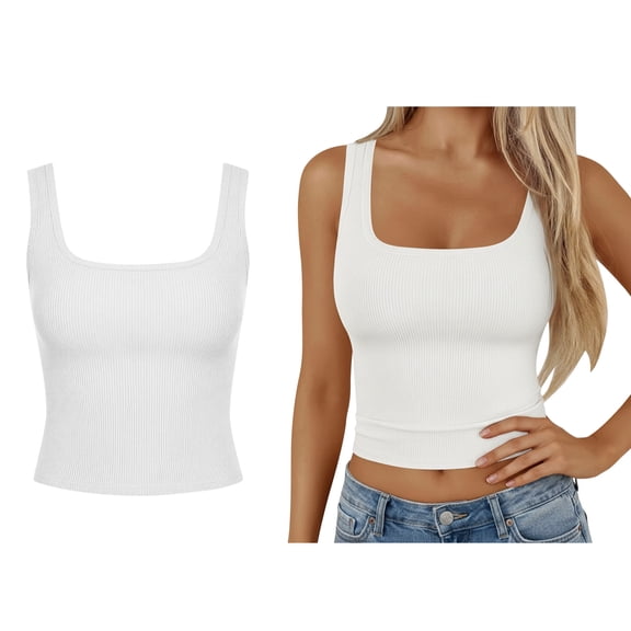 Tank Tops Women Sleeveless V Neck Women's Fitted Basic Tank Tops Womens Spring Cute Tank Tops