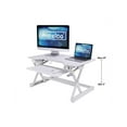 thumbnail image 1 of Rocelco 32" Height Adjustable Standing Desk Converter - Sit Stand Computer Workstation Riser - Dual Monitor Retractable Keyboard Tray Gas Spring Assist  (White), 1 of 9