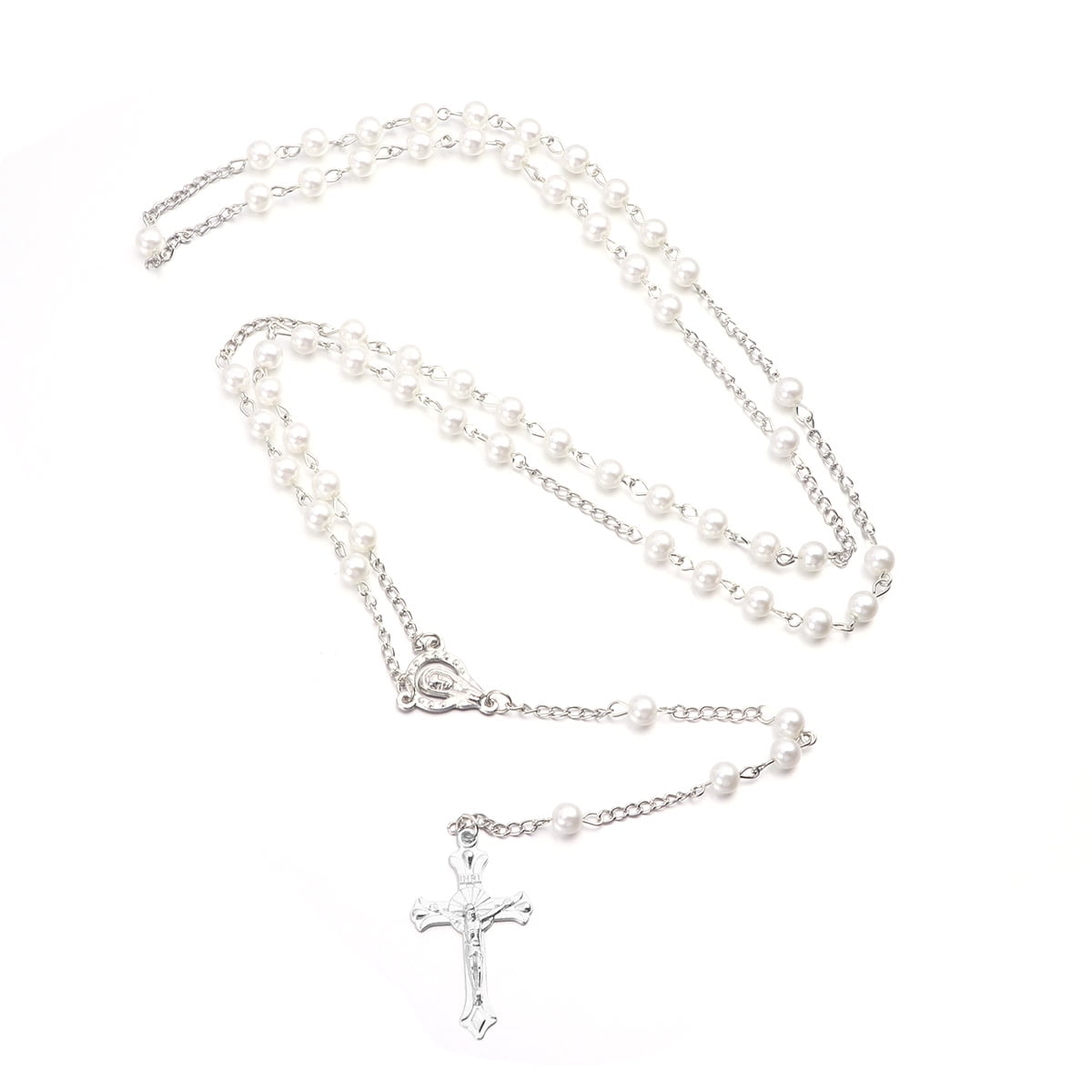 OUNONA Christian Pearl Beads Rosary Men Women Holy Rosary Necklace with