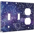 thumbnail image 2 of NICKSUN Galaxy Space Purple Combination Wall Plate, 3 Gang 2 Toggle 1 Duplex Outlet Cover Decorative Switch Plate for Office Home Decor, 4.5 x 6.38 Inch, 2 of 7